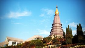 Golden Tower at the Pagoda in Thailand